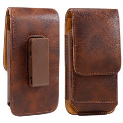 iPhone 7 size Vertical Credit Card 360 Belt Clip Pouch (Brown)